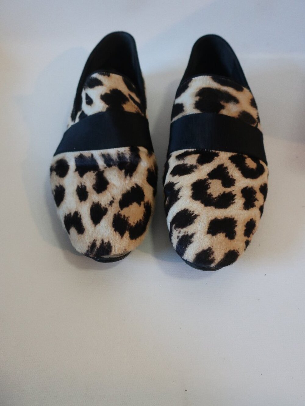 Womens Celine Beige, Black Leopard Pony Hair Loafers 39/US 9